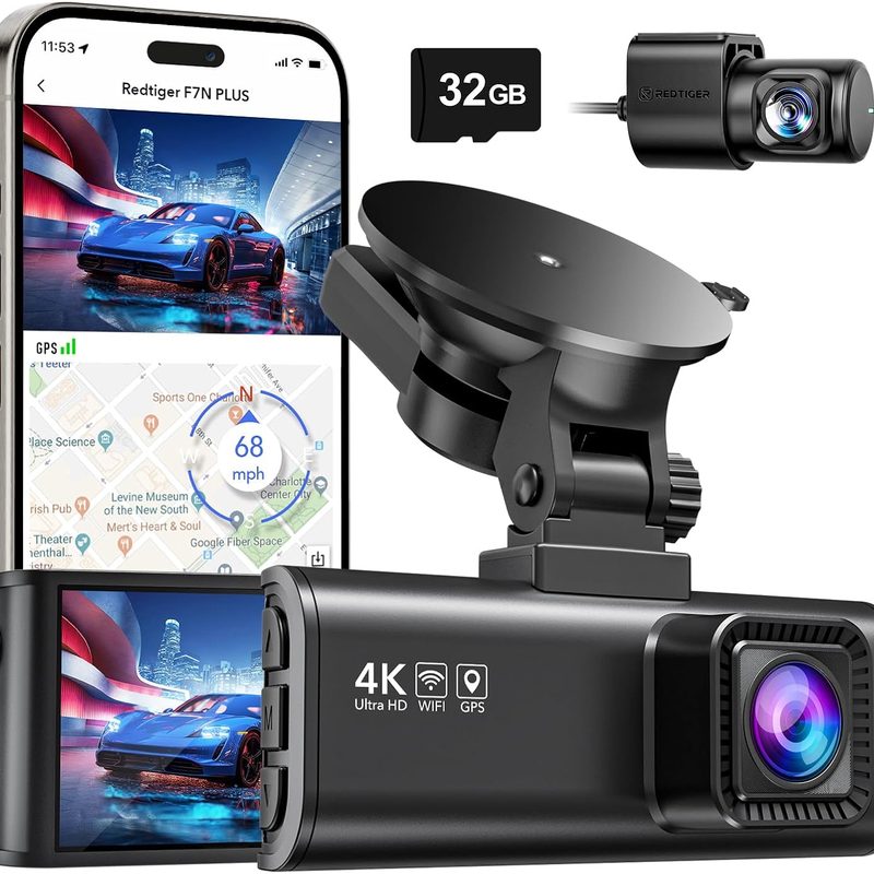 RedTiger Dash Cam Front Rear, 4K/2.5K Full HD Dash Camera for Cars
