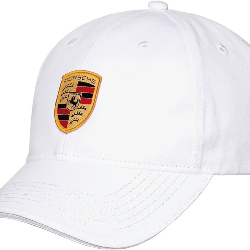 Porsche Crest Logo White Baseball Cap