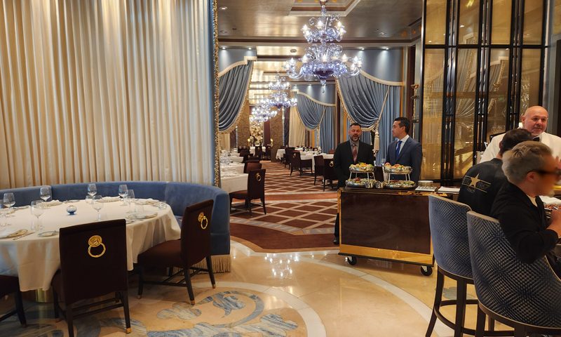 A view across the floor to a private dining room in the Prime restaurant in Bellagio.