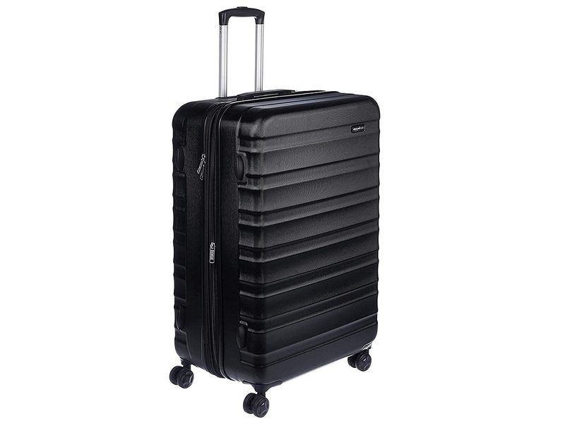 The Amazon Basics Expandable Hardside Luggage on a white background.