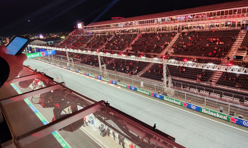 Before the race from the roof of The Paddock club, a premier viewing area.