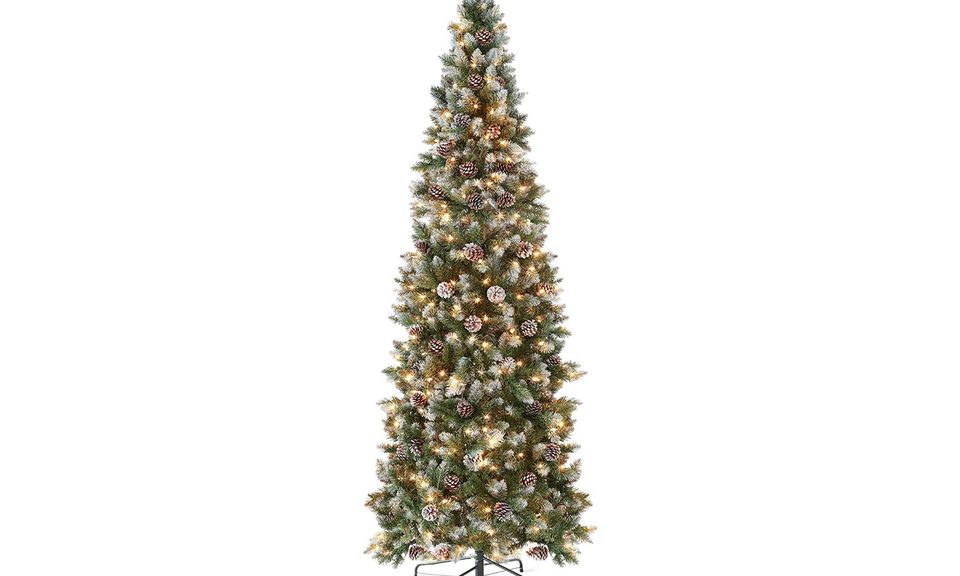 The Best Choice Products 4.5ft Pre-lit Pencil Christmas Tree on a white background