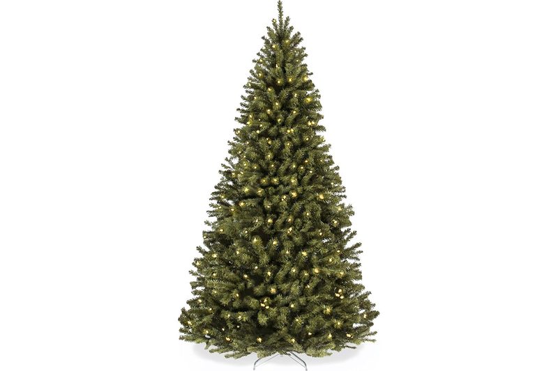 The Best Choice Products 6ft Pre-Lit Spruce Artificial Christmas Tree on a white background
