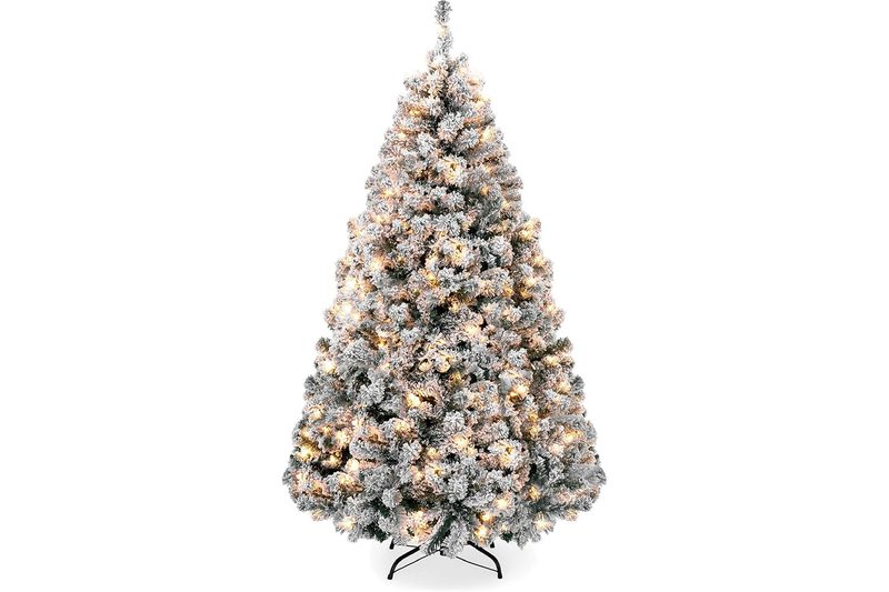 The Best Choice Products Pre-Lit Artificial Christmas Tree 6ft on a white background.