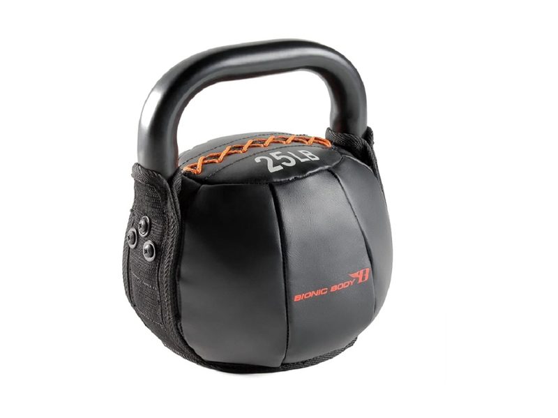 The Bionic Body soft kettlebell on a white background.