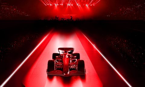 F1 car on a red arena runway symbolizing the F1 2025 Season launch event at The O2.