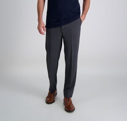 Man wearing gray suit pants from J.M Haggar