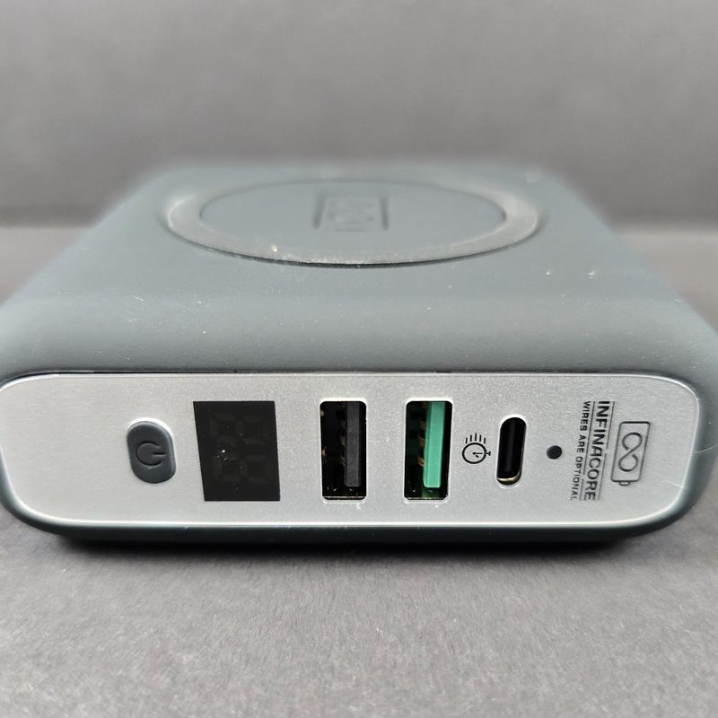 Closup of the Infina Core Charger ports