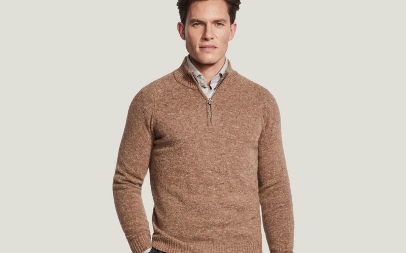 Jack Victor Camel Quarter Zip Donegal