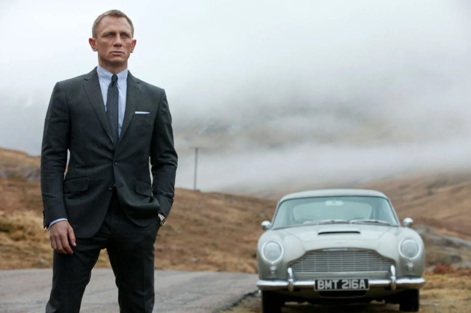 James Bond in a Tom Ford Suit with Aston Martin