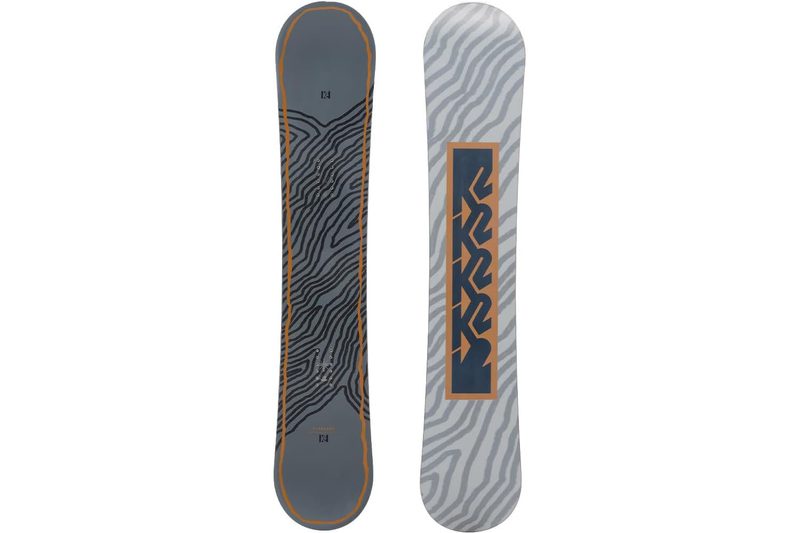 The K2 Snowboard on a white background.