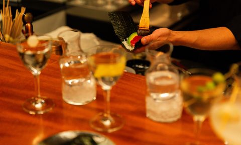 cocktails on bar top