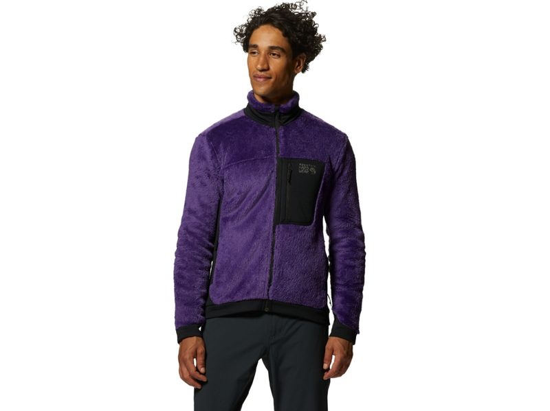 A model wearing the Mountain Hardwear Polartec High-Loft Fleece Jacket.