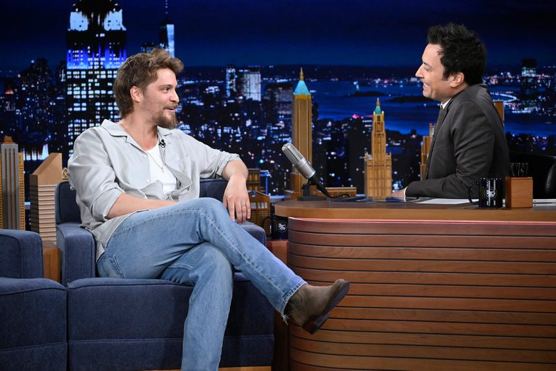 Actor & musician Luke Grimes during an interview with host Jimmy Fallon
