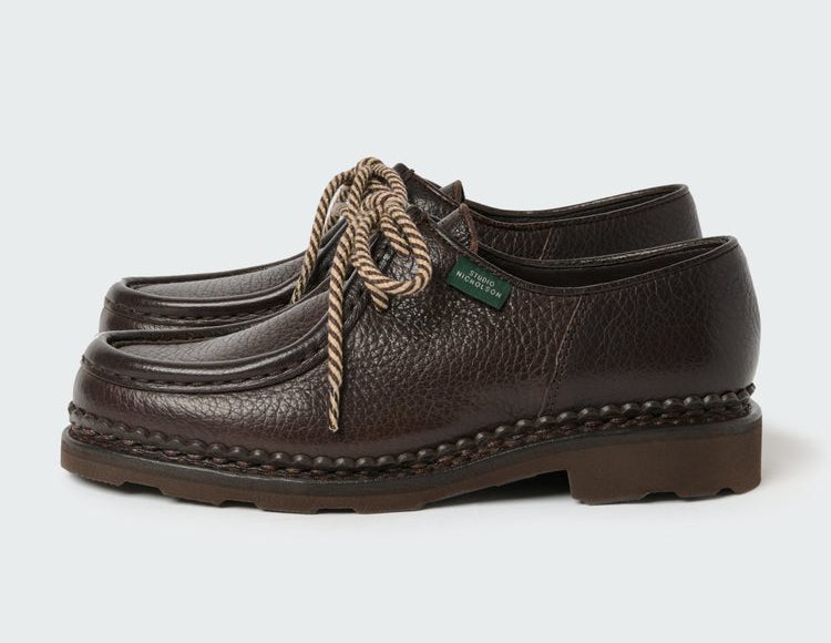side view of brown leather shoes