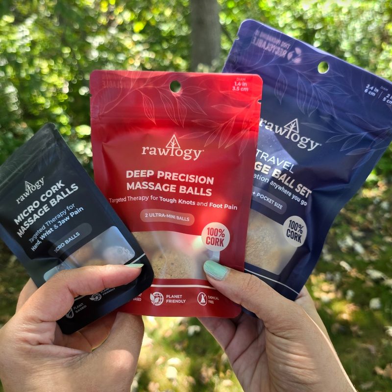 Three packs of Rawlogy cork massage balls