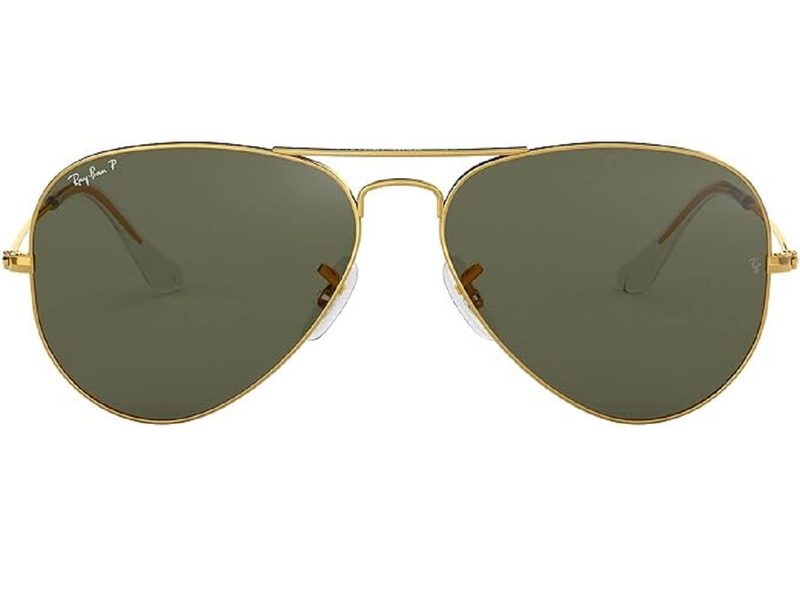 The Ray-Ban RB3025 Classic Polarized Aviator Sunglasses on a white background.