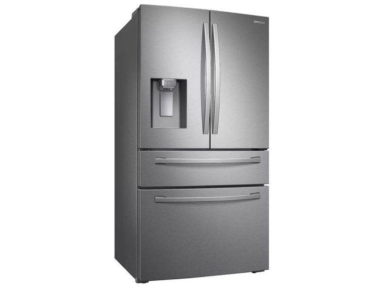 The Samsung 28 Cu. Ft. 4-Door French Door Smart Refrigerator on a white background.