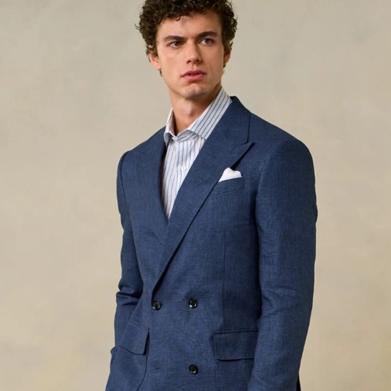 The Black Tux Ink Blue Linen Suit
