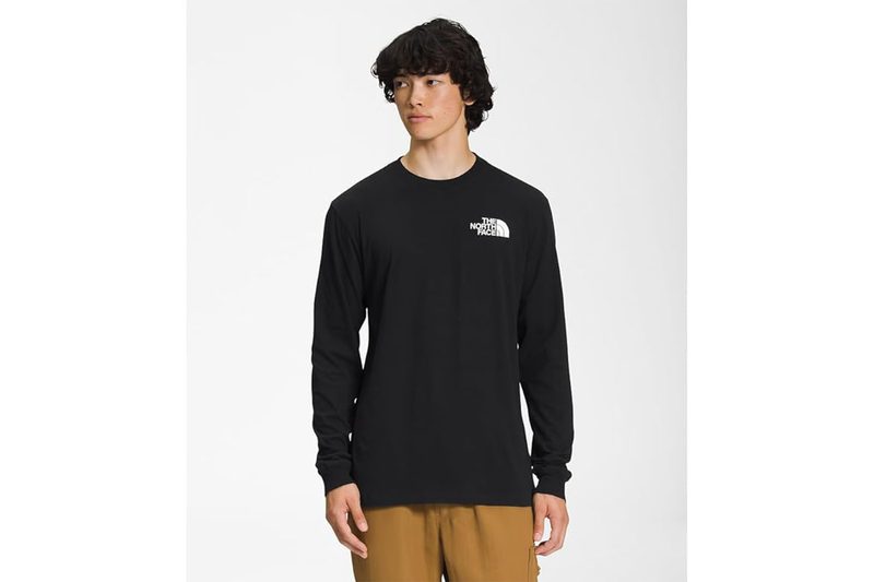 The North Face Men’s Long Sleeve Box NSE Tee on a white background.