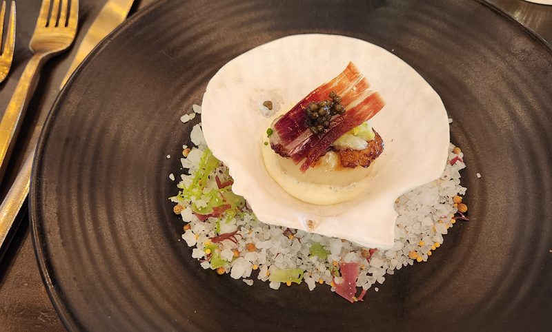 Trackside Lunch with Gordon Ramsay - Second Course - Seared Diver Scallop.