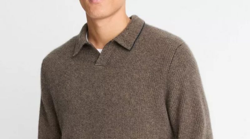Vince Johnny Collar Cashmere close up