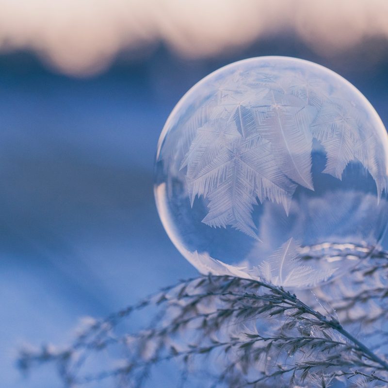 Frozen bubble at winter solstice