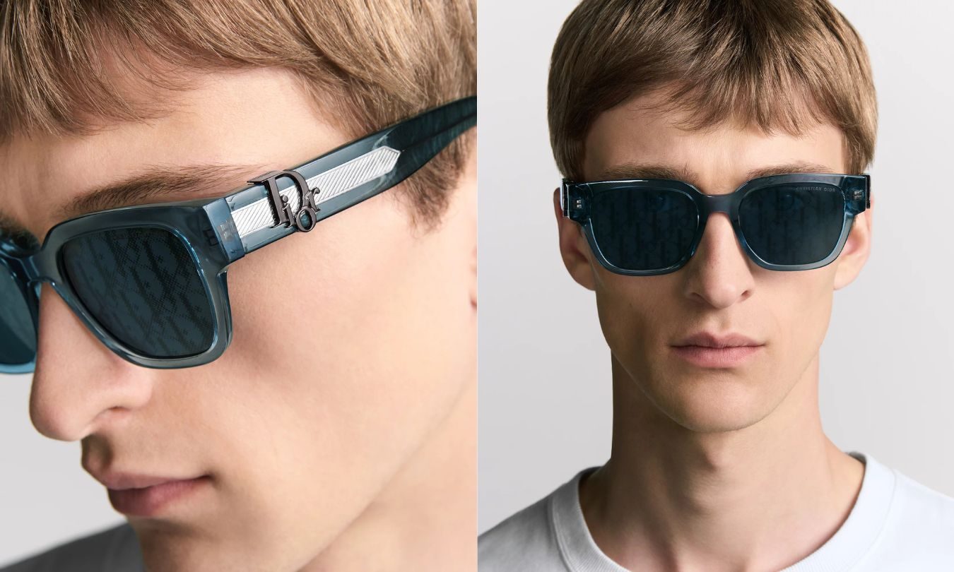 Man wearing blue Dior sunglasses