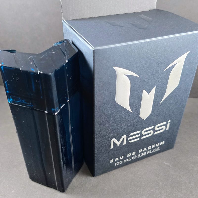 Close up of Messi fragrance and box