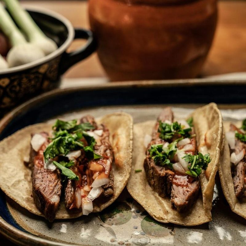 Flank steak tacos.
