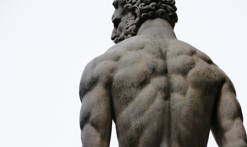 Greek statue man back muscular shoulders