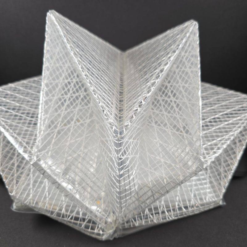 Close up of a transparent lantern made by Soli