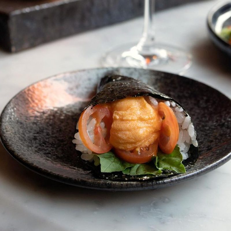 tomato ricotta handroll.