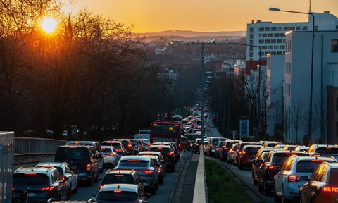 Cars in traffic