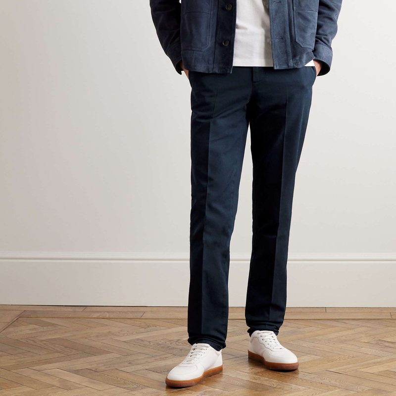 Navy blue Garbadine trousers from Brunello Cucinelli