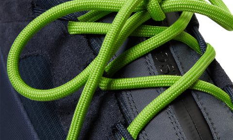 close up on green laces