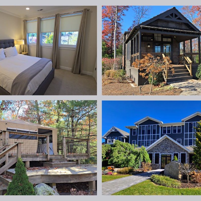 a collage of different lodgings at The Preserve RI