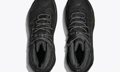 overhead view of two kaha 3 black trail boots