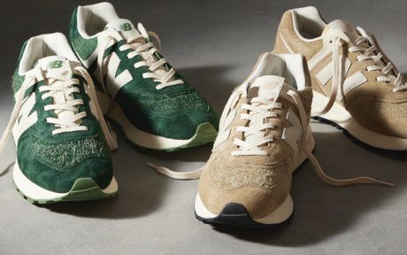 todd snyder and new balance green and beige sneakers