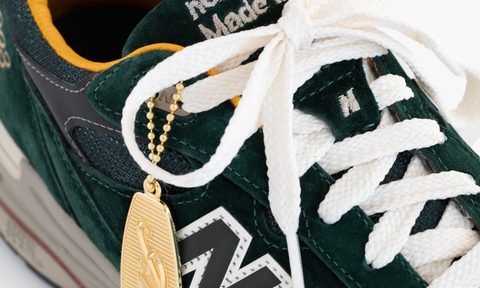 close up on new balance green sneaker