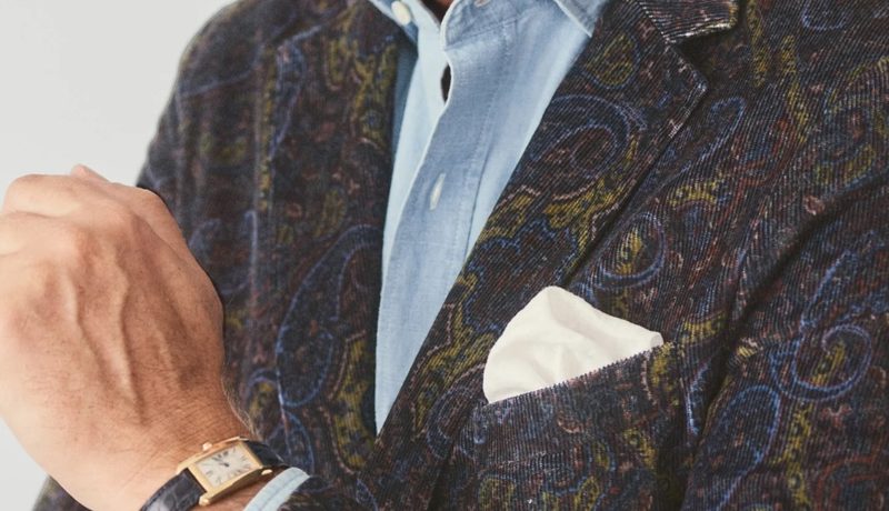 J. McLauphlin Corduroy close up with pocket square