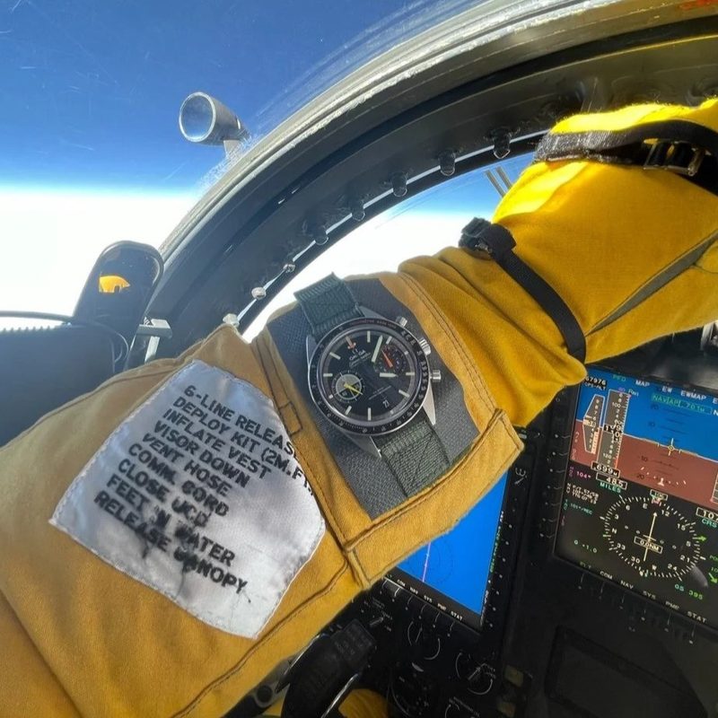 The Omega Speedmaster on a pilot's wrist