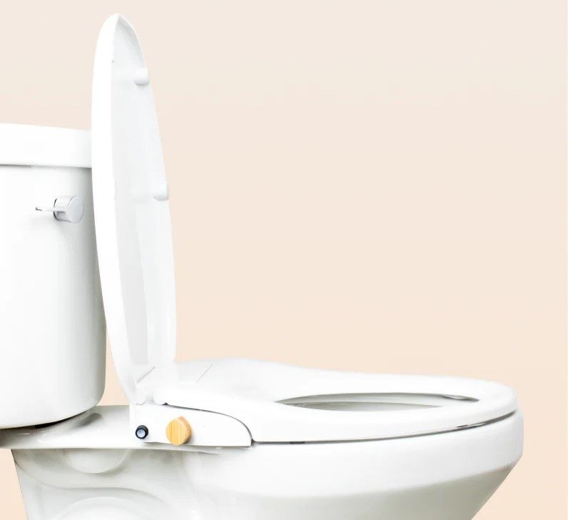Tushy Oasis Warm Water Non Electric Bidet Toilet Seat installed