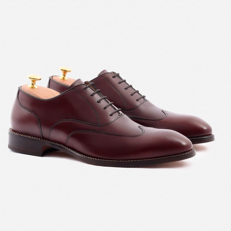 burgundy austerity brogue shoes