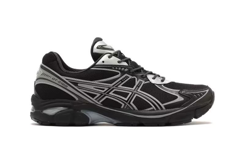 side profile view of black and grey sneaker