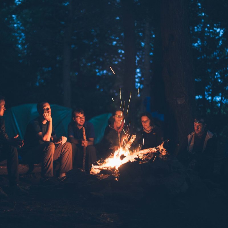 Camping around a fire