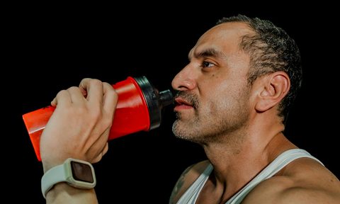 Man drinking a protein shake
