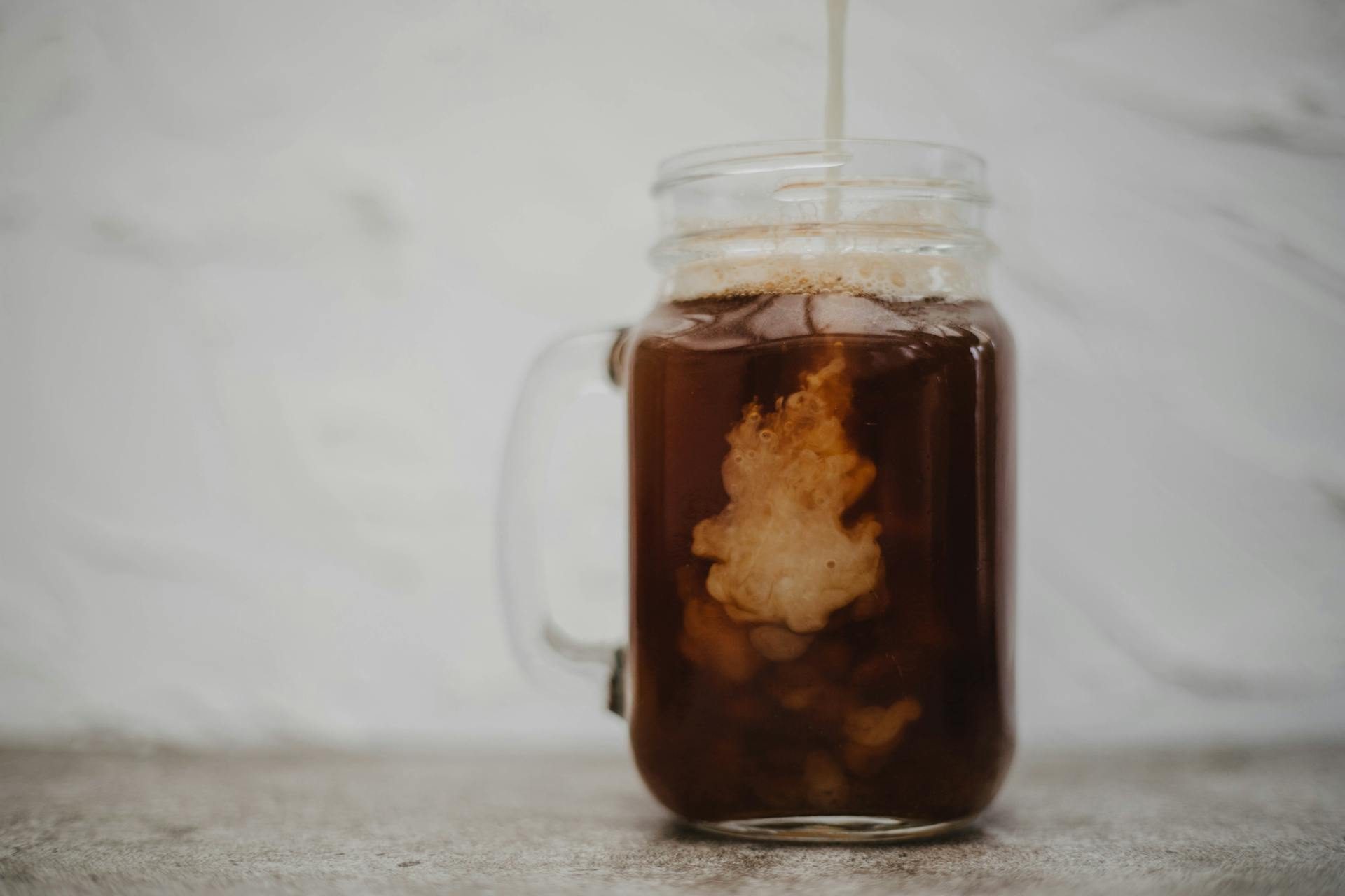 Cold brew in a glass mug