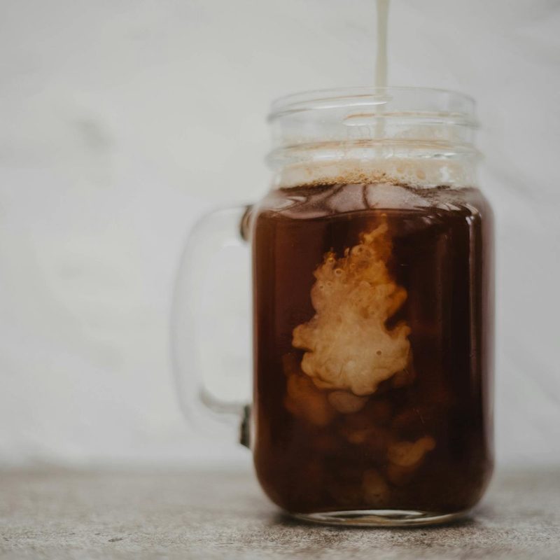 Cold brew in a glass mug