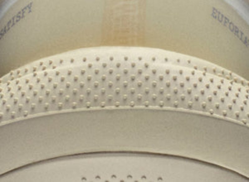 close up on beige mesh of sneaker